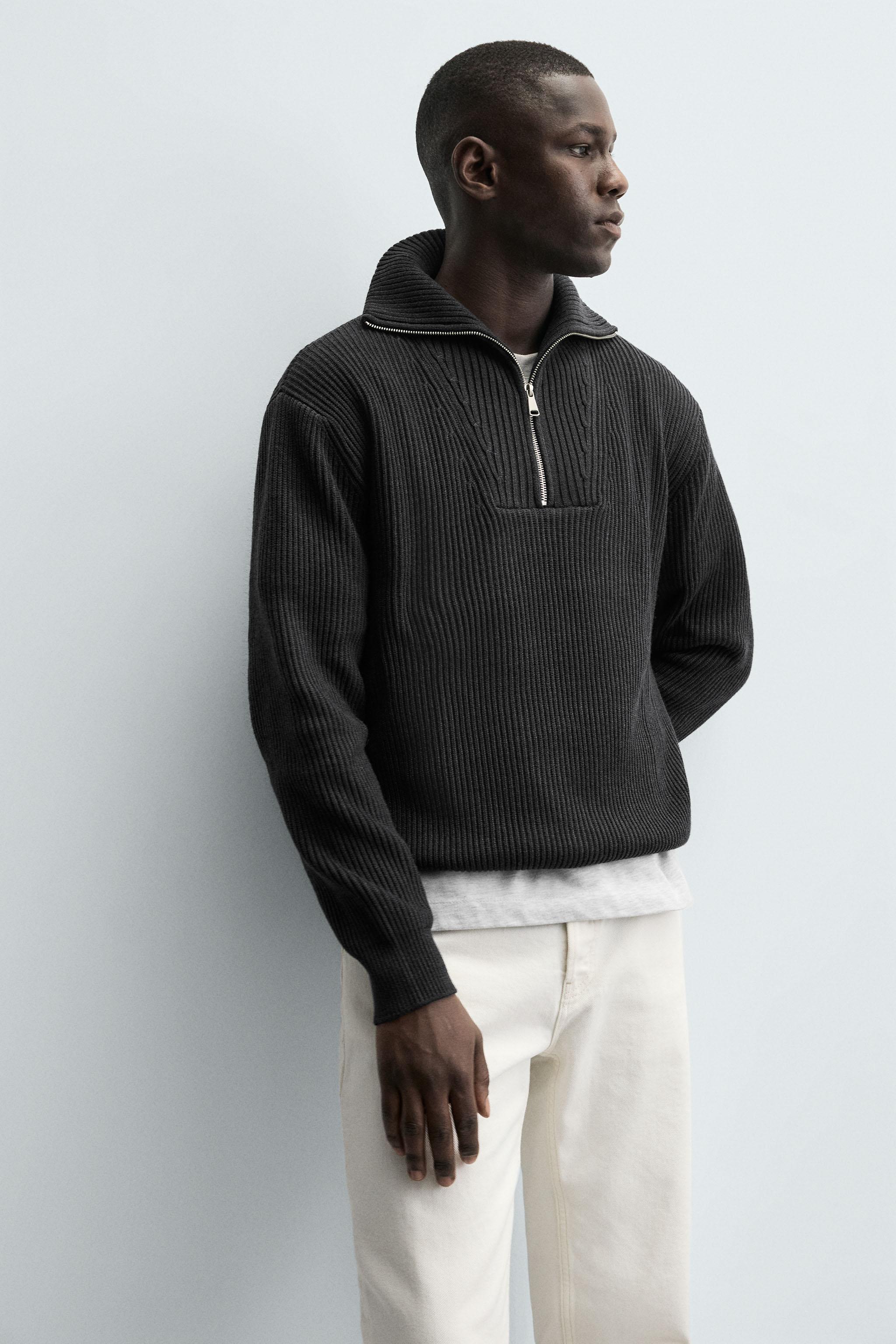 PURL KNIT QUARTER-ZIP SWEATER